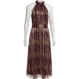 Gold sleeveless midi dress